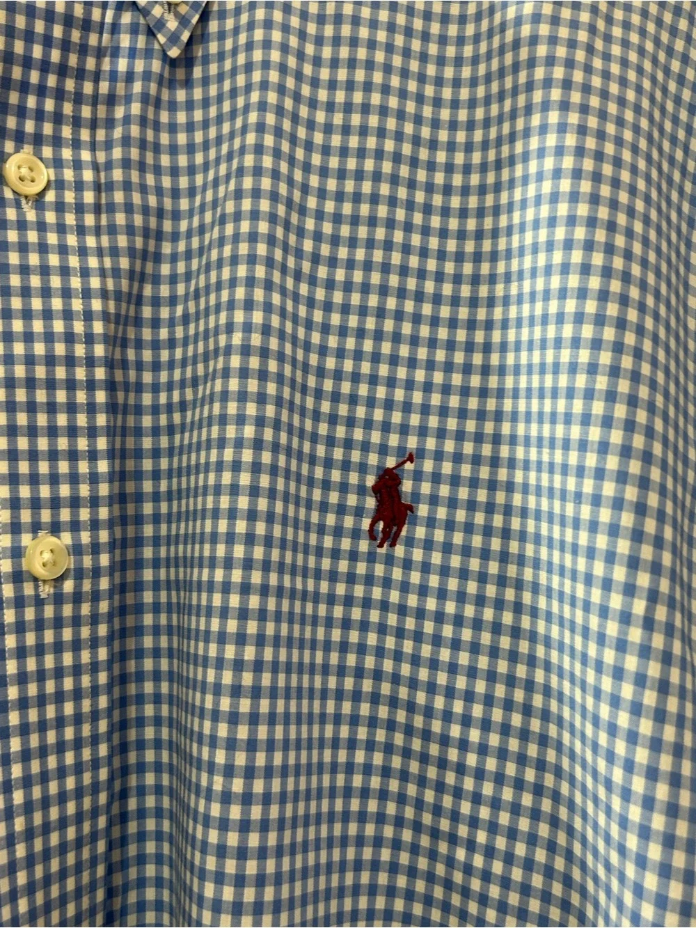 Ralph Lauren Men’s XL Blue Gingham Check Classic Fit Button Down Shirt